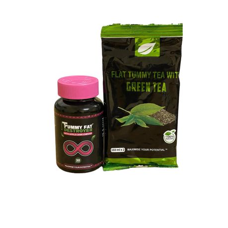 Mama's Flat Stomach Tea Combo: Tummy Fat Destroyer (30 Capsules) & Flat Tummy Tea with Green Tea Sachet